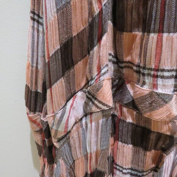 FREE PEOPLE Bordeaux Plaid Maxi Skirt in Pink Peach Grunge Boho Punk Peasant NWT - Picture 8 of 14